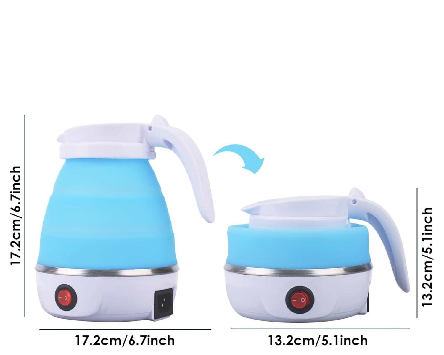 Portable Collapsible Silicone Electric Kettle for Travel – Light Blue