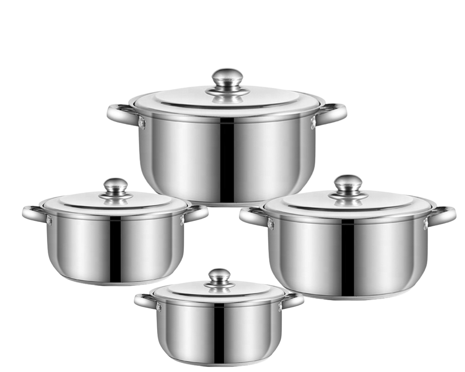 Stainless Steel Cookware Set – 8 Pieces (20–26 cm)