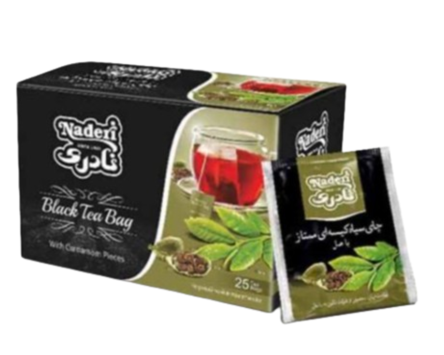 شاي نادرى أسود بالهيل (25 ظرف)