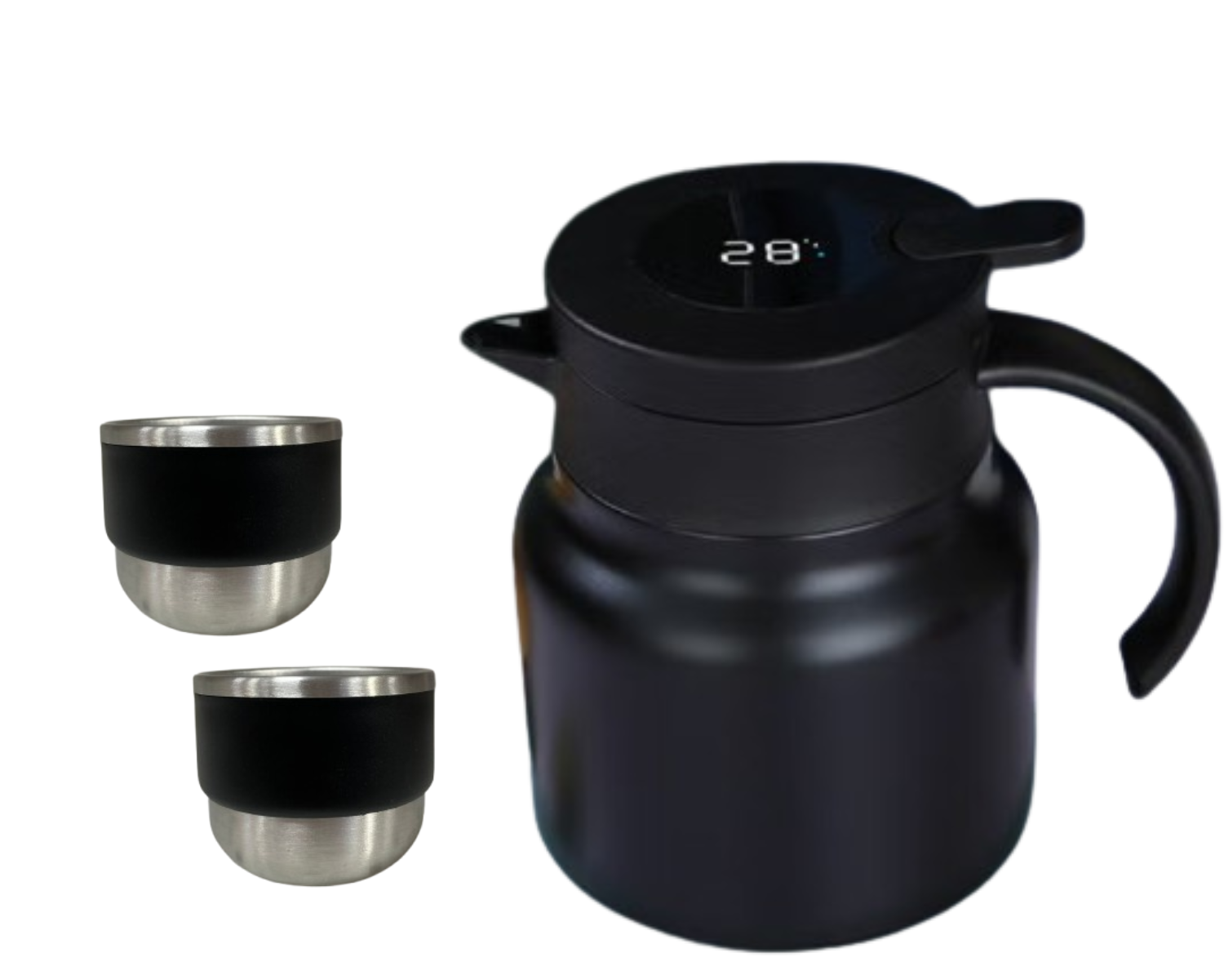 Thermal Travel Set for Coffee & Tea with Temperature Indicator (900 ml) – Black