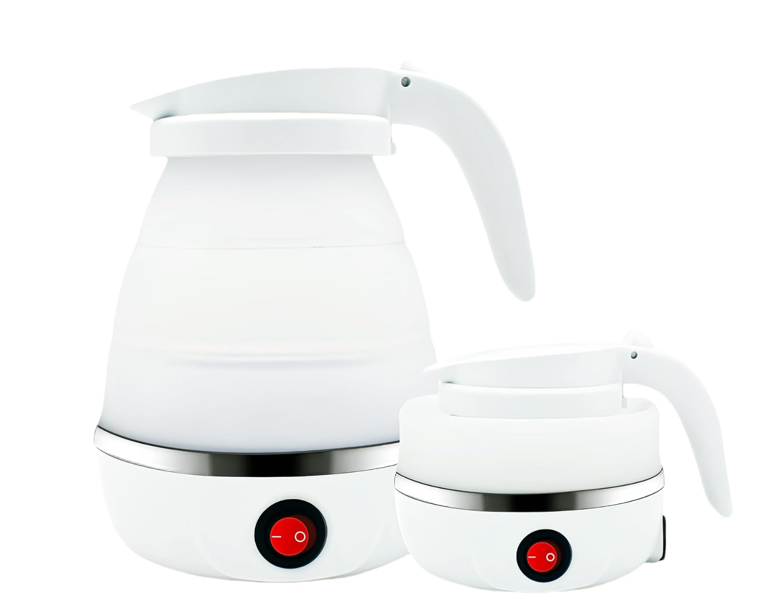 Portable Collapsible Silicone Electric Kettle for Travel – White